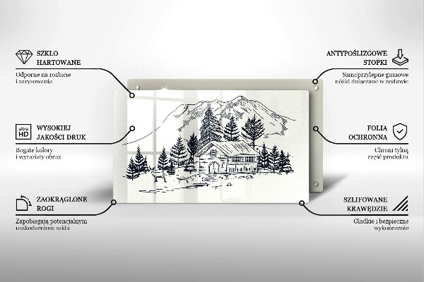 Protège plaque de cuisson Dessin d'un chalet à la montagne