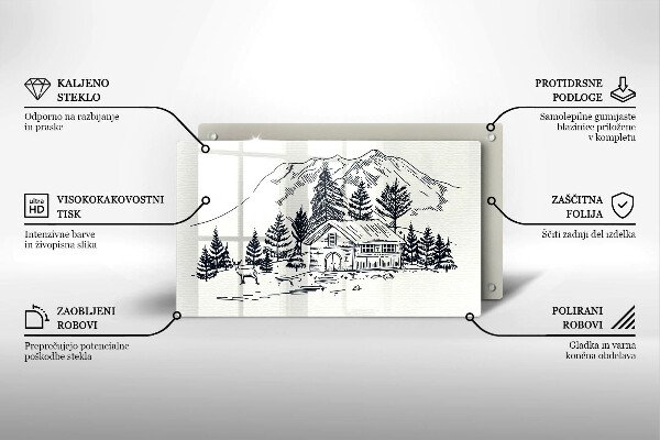 Protège plaque de cuisson Dessin d'un chalet à la montagne