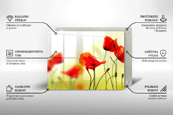 Protège plaque de cuisson Fleurs de coquelicots rouges