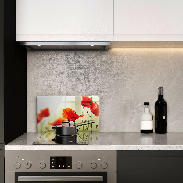 Protège plaque de cuisson Fleurs de coquelicots rouges