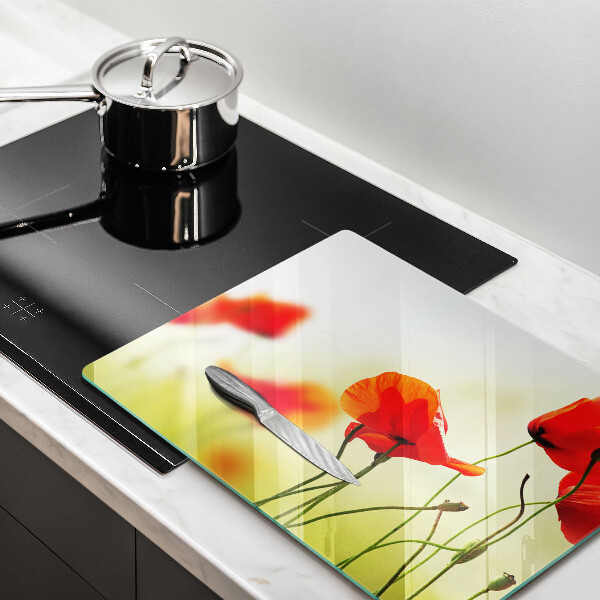 Protège plaque de cuisson Fleurs de coquelicots rouges