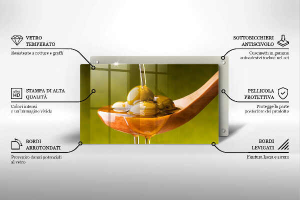 Protège plaque de cuisson Huile d'olive et olives