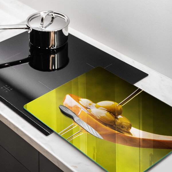 Protège plaque de cuisson Huile d'olive et olives
