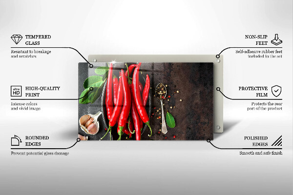 Protège plaque de cuisson Piments rouges