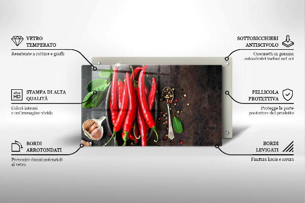 Protège plaque de cuisson Piments rouges