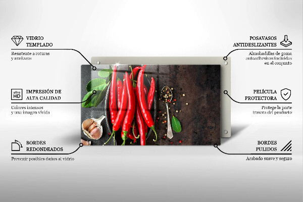 Protège plaque de cuisson Piments rouges