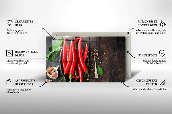Protège plaque de cuisson Piments rouges