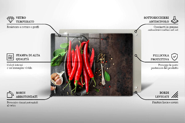 Protège plaque de cuisson Piments rouges