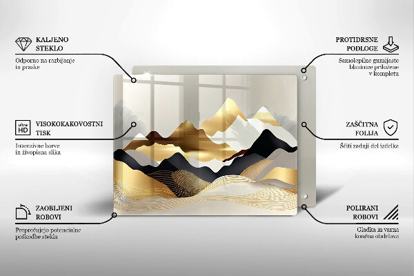 Protège plaque de cuisson Montagnes dorées abstraites