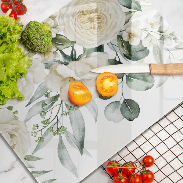 Protège plaque de cuisson Fleurs aquarelles