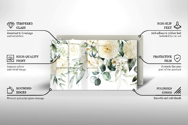 Protège plaque de cuisson Fleurs aquarelles