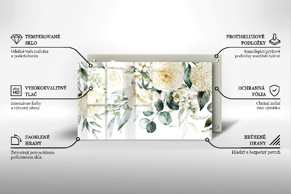 Protège plaque de cuisson Fleurs aquarelles