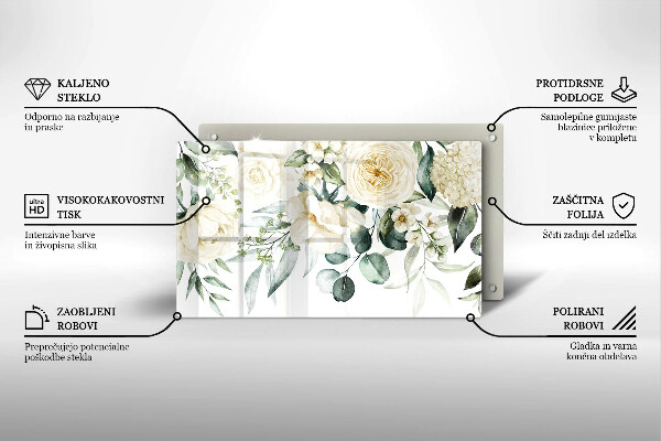 Protège plaque de cuisson Fleurs aquarelles