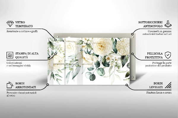 Protège plaque de cuisson Fleurs aquarelles