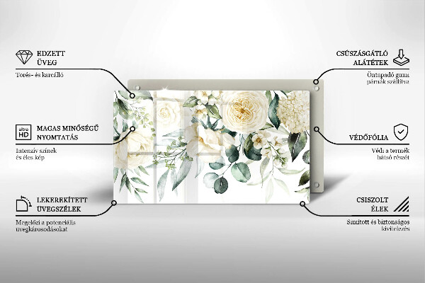 Protège plaque de cuisson Fleurs aquarelles