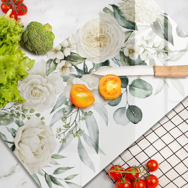 Protège plaque de cuisson Fleurs aquarelles