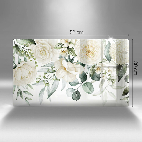 Protège plaque de cuisson Fleurs aquarelles