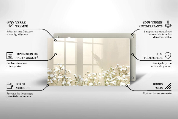 Protège plaque de cuisson Fleurs de bohème en plâtre