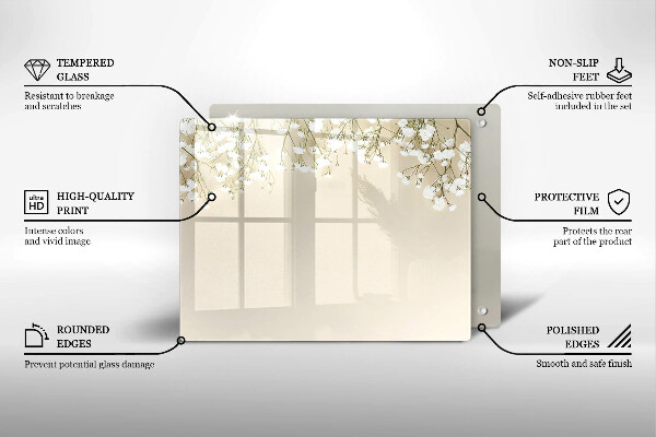 Protège plaque de cuisson Fleurs de bohème en plâtre