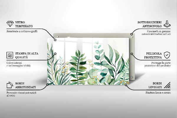 Protège plaque de cuisson Illustration de feuilles de plantes