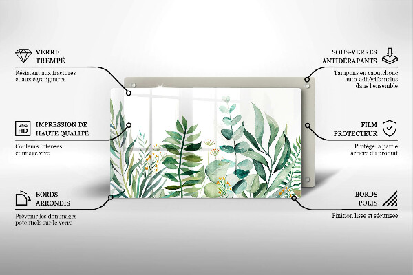 Protège plaque de cuisson Illustration de feuilles de plantes