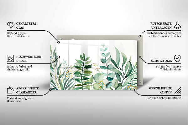 Protège plaque de cuisson Illustration de feuilles de plantes