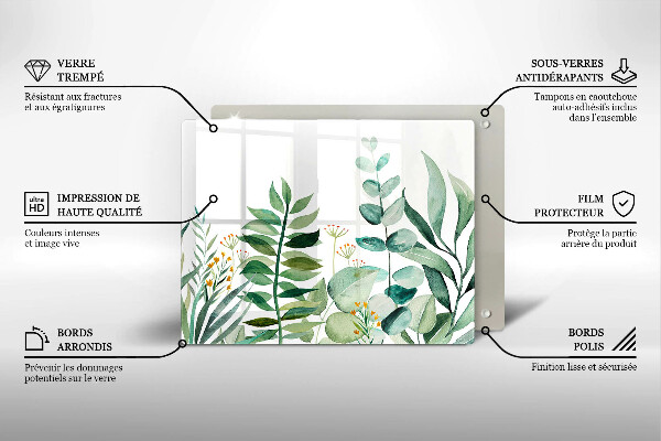 Protège plaque de cuisson Illustration de feuilles de plantes