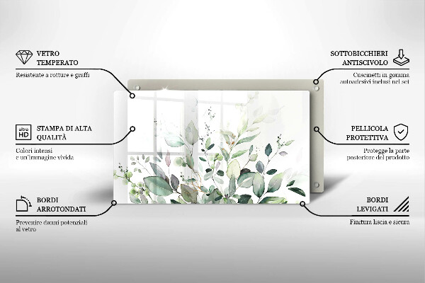 Protège plaque de cuisson Plantes aquarelles