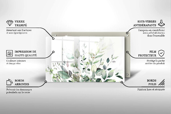 Protège plaque de cuisson Plantes aquarelles