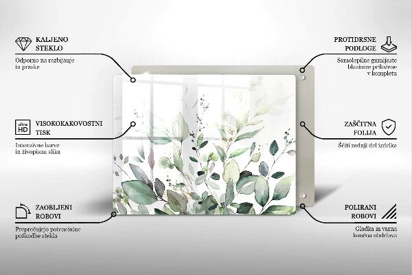 Protège plaque de cuisson Plantes aquarelles