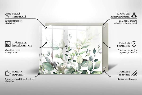 Protège plaque de cuisson Plantes aquarelles