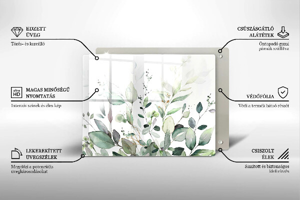 Protège plaque de cuisson Plantes aquarelles