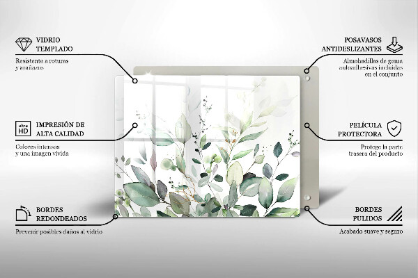 Protège plaque de cuisson Plantes aquarelles