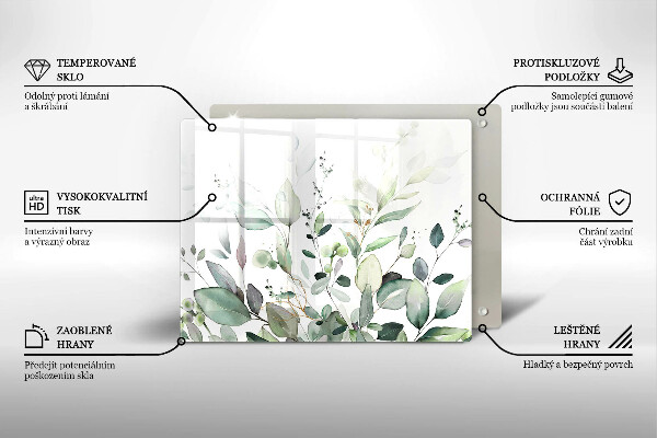 Protège plaque de cuisson Plantes aquarelles