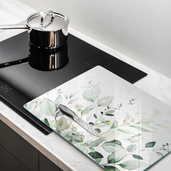Protège plaque de cuisson Plantes aquarelles