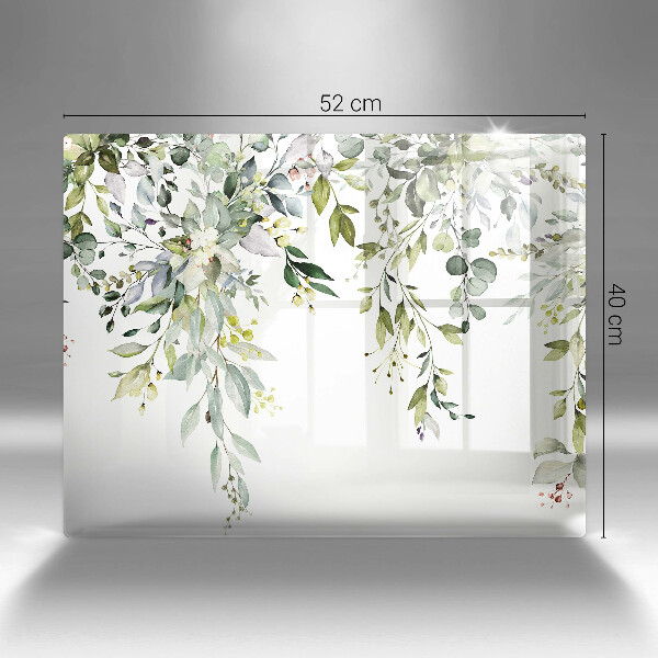 Protège plaque de cuisson Feuilles et fleurs décoratives