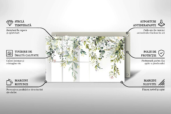Protège plaque de cuisson Feuilles et fleurs décoratives
