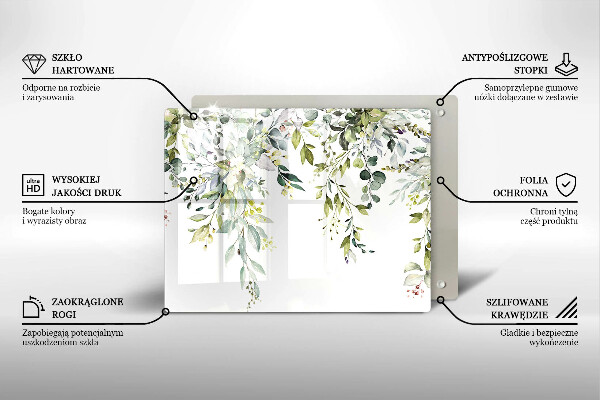 Protège plaque de cuisson Feuilles et fleurs décoratives