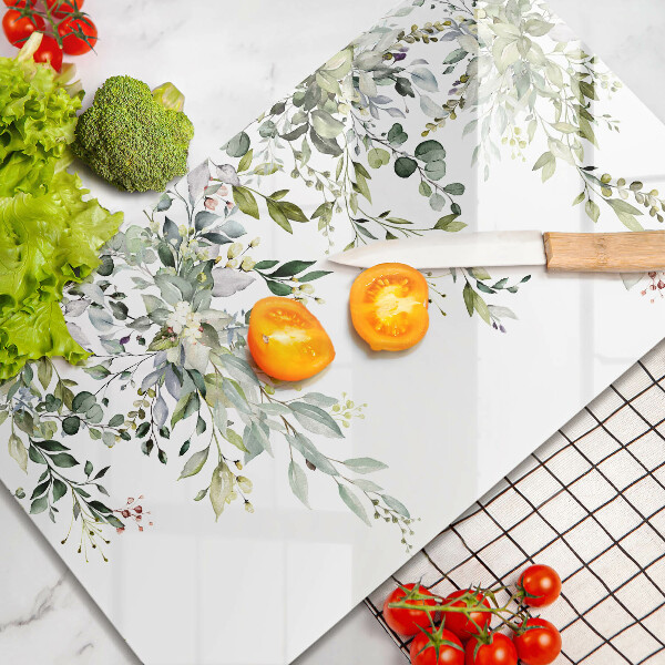 Protège plaque de cuisson Feuilles et fleurs décoratives