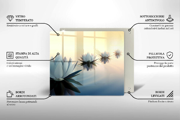 Cache plaque de cuisson Fleurs de lys sur l'eau