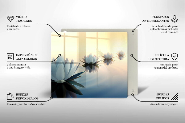 Cache plaque de cuisson Fleurs de lys sur l'eau