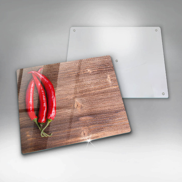 Cache plaque de cuisson Piments sur bois