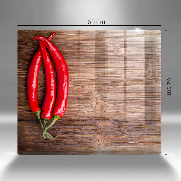Cache plaque de cuisson Piments sur bois