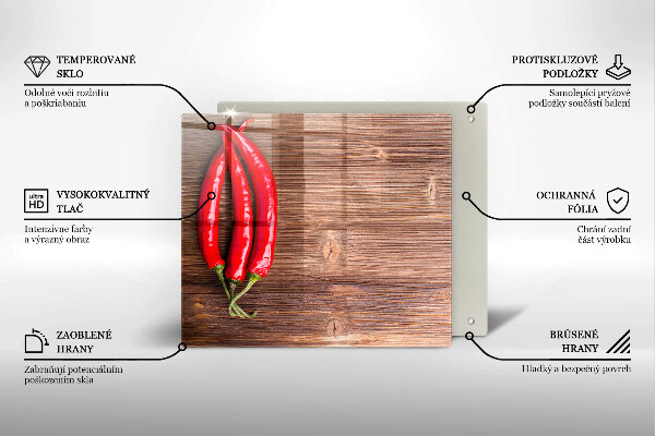 Cache plaque de cuisson Piments sur bois