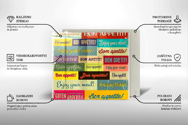 Cache plaque de cuisson Sous-titres Bon appétit langues