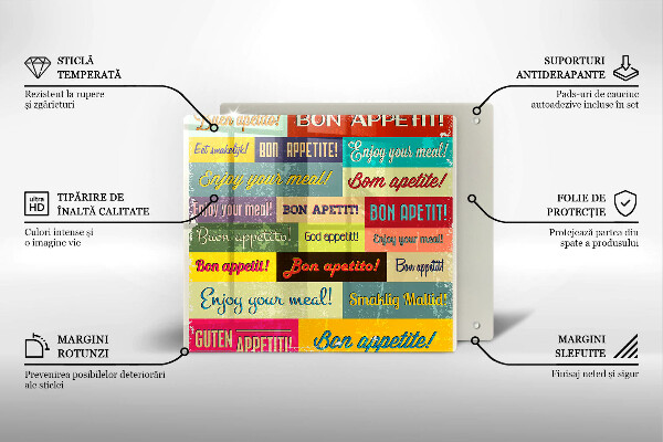 Cache plaque de cuisson Sous-titres Bon appétit langues