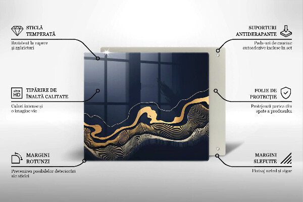 Cache plaque de cuisson Lignes dorées abstraites