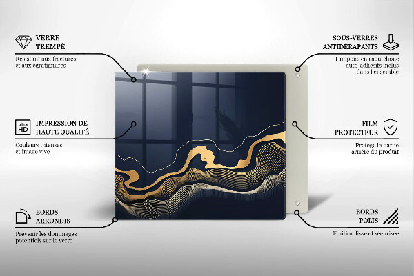 Cache plaque de cuisson Lignes dorées abstraites