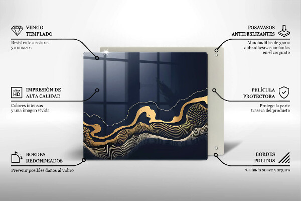 Cache plaque de cuisson Lignes dorées abstraites