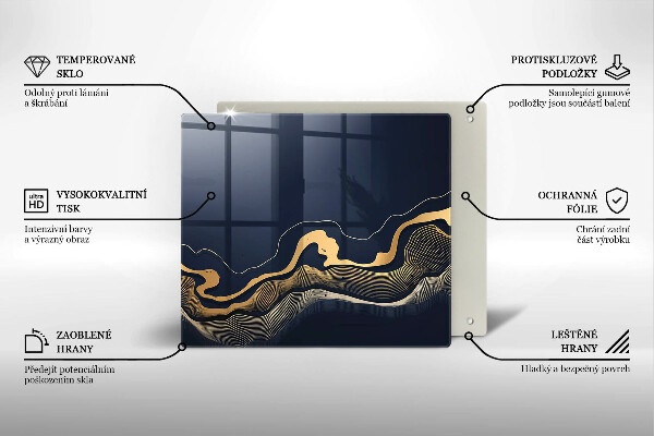 Cache plaque de cuisson Lignes dorées abstraites